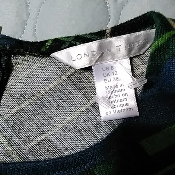 London Times Short Sleeve Plaid Knit Dress - Picture 4 of 6